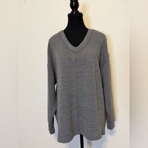 SO Oversized Tunic Waffle Knit Sweater, Gray